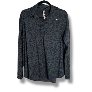 Lululemon Day Trip Blouse Animal Swirl Deep Coal Black Size 10